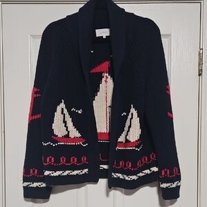 THE GREAT. Navy Knit Cardigan